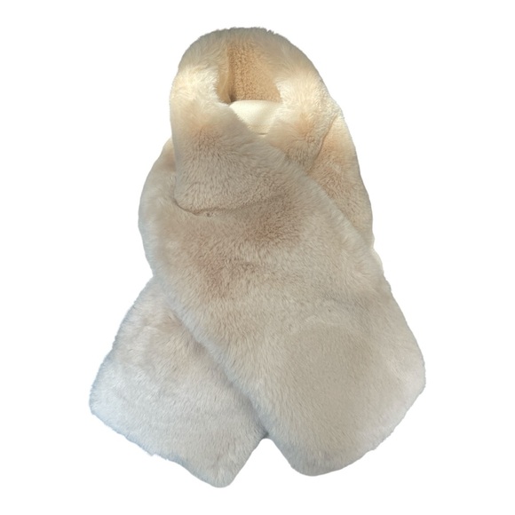 Jigsaw Cream Faux Fur Scarf Thick Plush Wrap - Picture 2 of 4